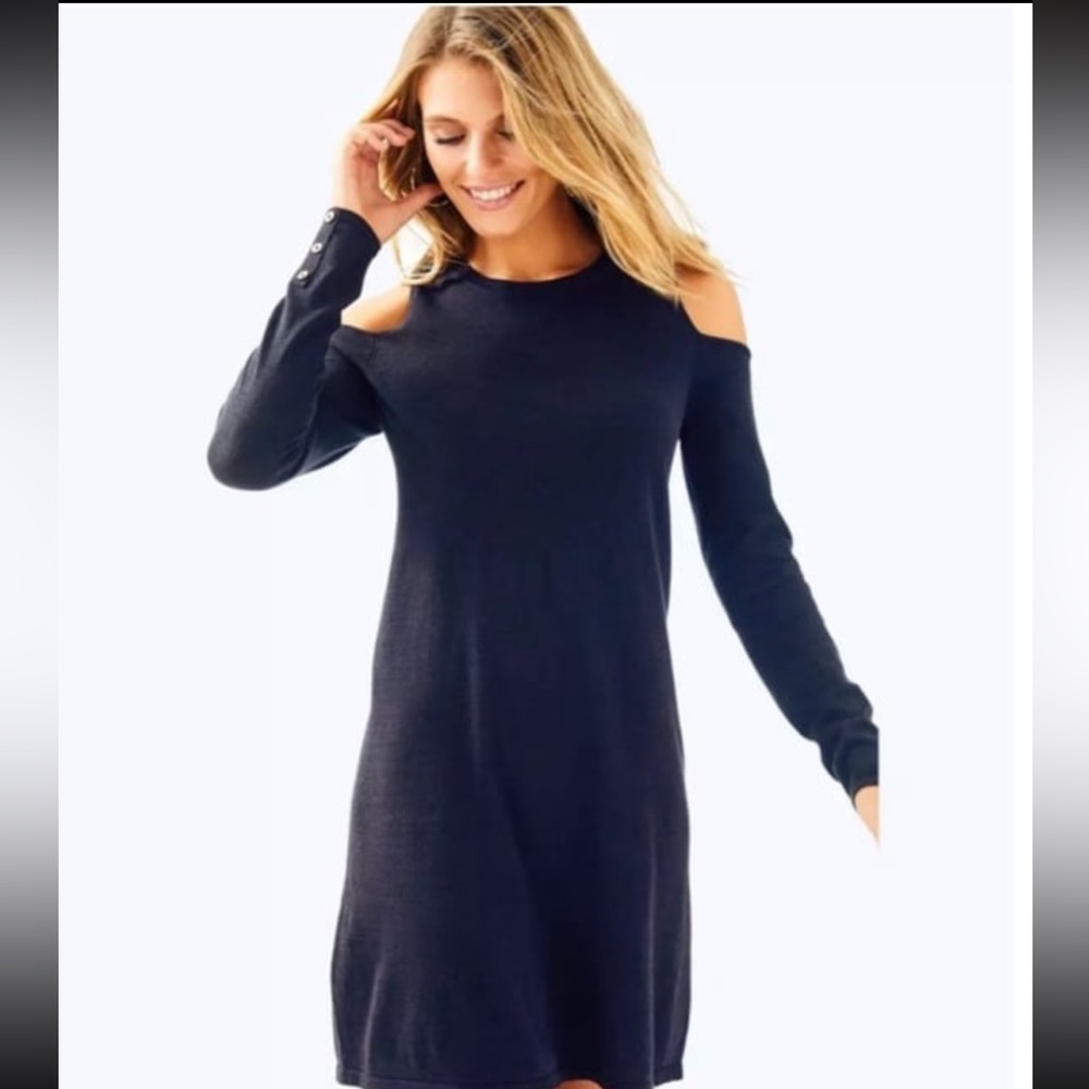 Lilly Pulitzer Faire Sweater Dress Black Metallic